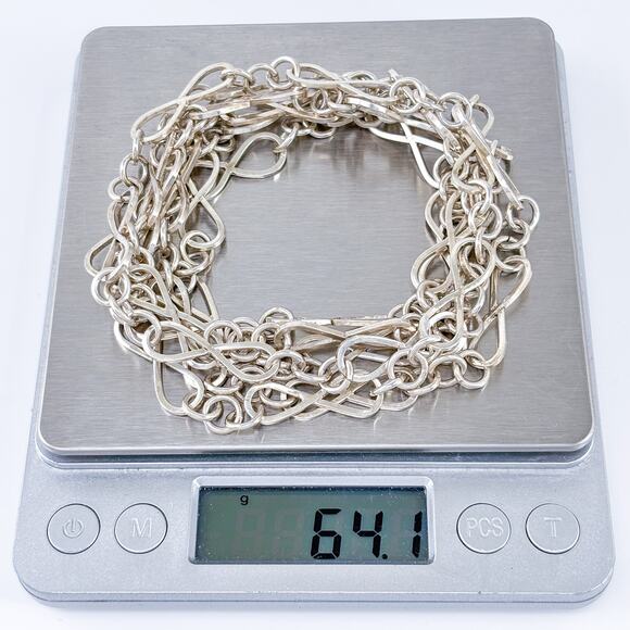 Vintage Sterling Silver 925 Infinity Link Chain Necklace 55” - Picture 5 of 5